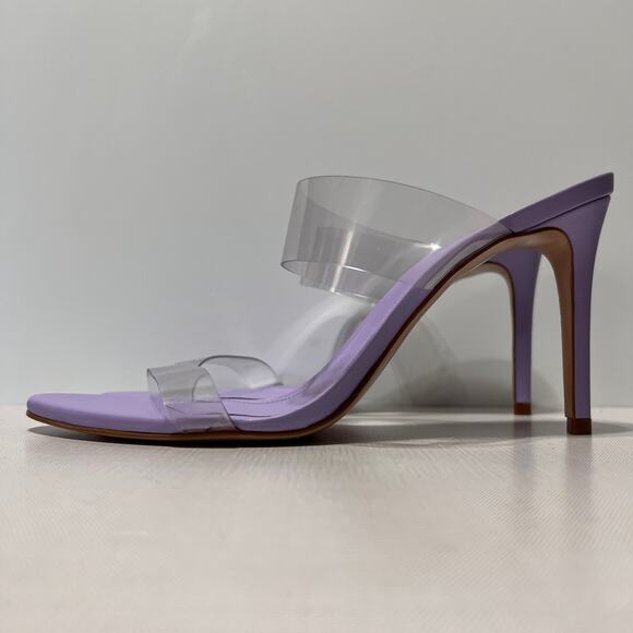 Schutz Ariella Strappy Vinyl Mules in Smoky Grape Clear Slip On Women's Size 9B - Picture 5 of 10